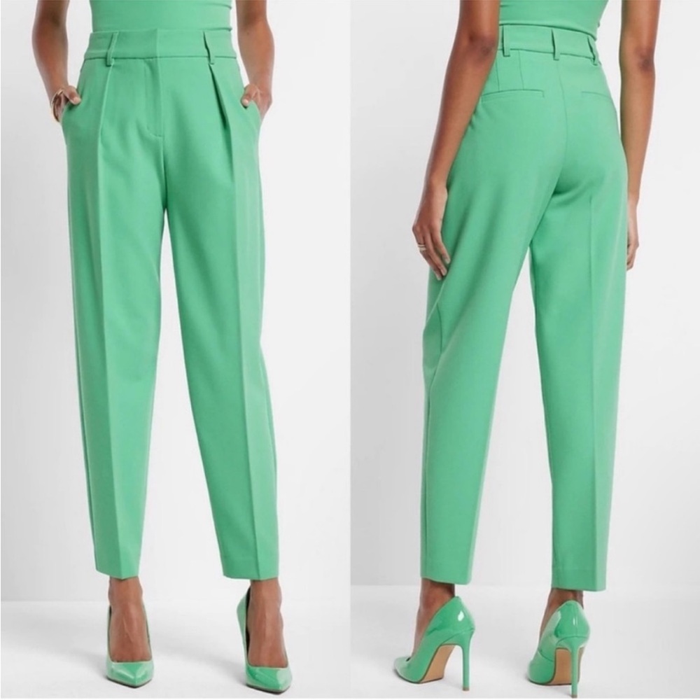 Express Mint Green High-Rise Tailored Trousers